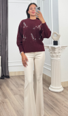 LUMIERE – Taş İşlemeli Triko Kazak 20298 STD
