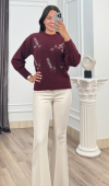 LUMIERE – Taş İşlemeli Triko Kazak 20298 STD