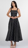Luxe Edit Puantiye Desenli Saten Kuşak Detaylı Elbise 50422 Luxe Edit Puantiye Desenli Saten Kuşak Detaylı Elbise 50422