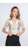 Maribelle Tül Dantel Ceket Yaka Bluz Gömlek 70081