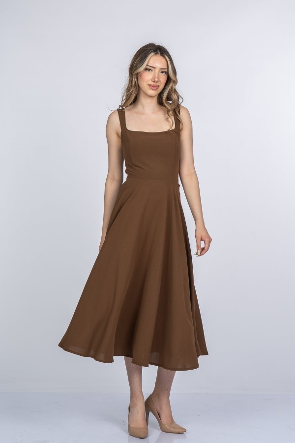 Mayra Premium Askılı Kare Yaka Uzun Midi Elbise 50411 Mayra Premium Askılı Kare Yaka Uzun Midi Elbise 50411