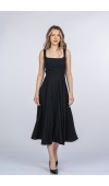 Mayra Premium Askılı Kare Yaka Uzun Midi Elbise 50411