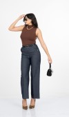 Milena Kemerli Yüksek Bel Bol Paça Denim Pantolon 30428 Milena Kemerli Yüksek Bel Bol Paça Denim Pantolon 30428
