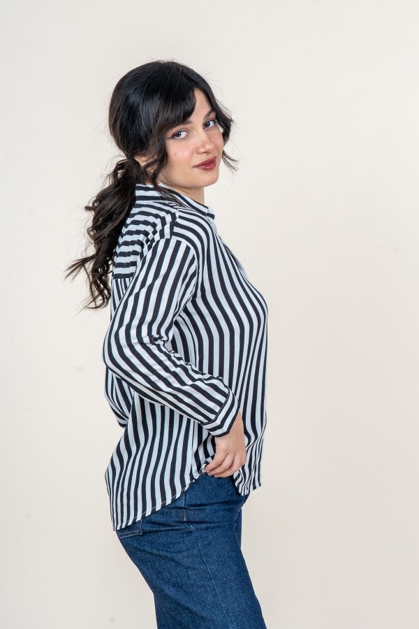 Miss Vina Çizgili Viskon Gömlek
