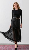 Miss Vina Şifon Alt Detaylı Kemerli Mini Etek 6816
