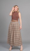 MissVina Ekose Desenli Yandan Fermuarlı Kemerli Maxi Etek 6846 MissVina Ekose Desenli Yandan Fermuarlı Kemerli Maxi Etek 6846