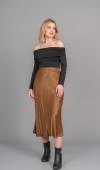 MissVina Saten Kumaş Beli Lastikli Desenli Etek 6679