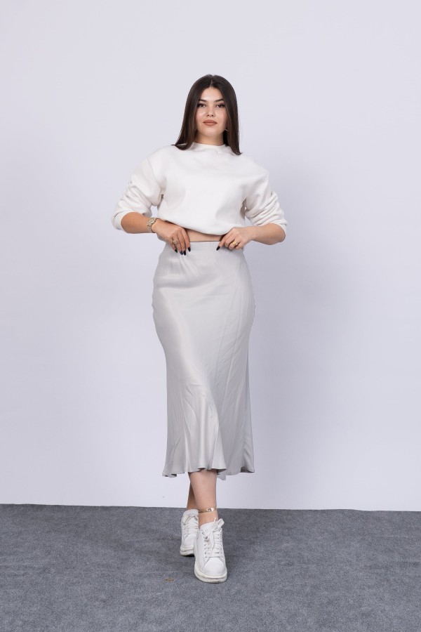MissVina Saten Kumaş Beli Lastikli Desenli Etek 6679 MissVina Saten Kumaş Beli Lastikli Desenli Etek 6679