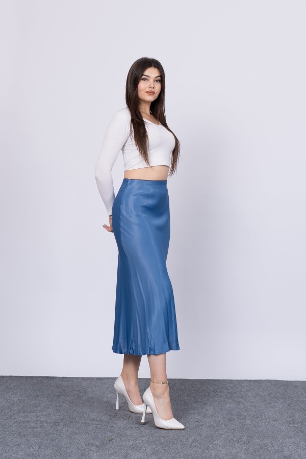 MissVina Saten Kumaş Beli Lastikli Desenli Etek 6679 MissVina Saten Kumaş Beli Lastikli Desenli Etek 6679