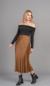 MissVina Saten Kumaş Beli Lastikli Desenli Etek 6679