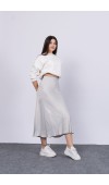 MissVina Saten Kumaş Beli Lastikli Desenli Etek 6679