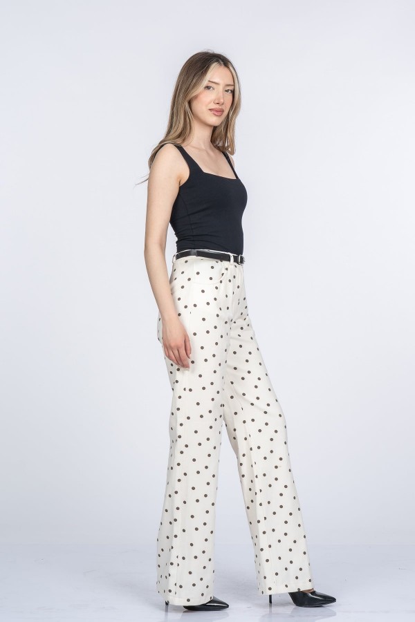 Monica Cepli Kemerli Puantiye Desenli Pantolon 30395