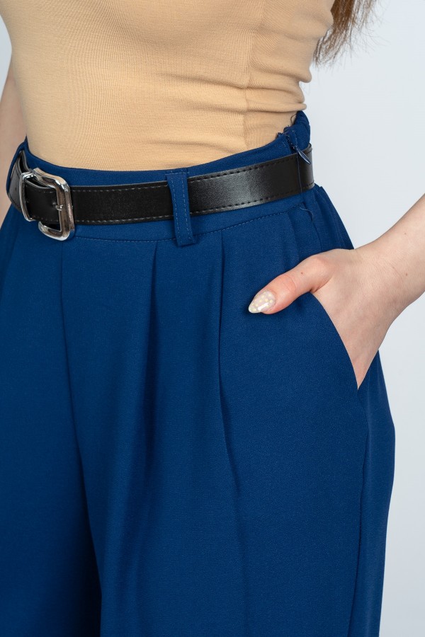 Monsere Beli Lastikli Yüksek Bel Dar Paça Kadın Pantolon