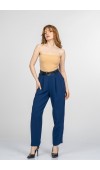 Monsere Beli Lastikli Yüksek Bel Dar Paça Kadın Pantolon
