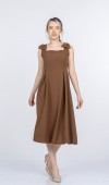 Noemi Soft Kumaş Omuz Fiyonklu Elbise 50407