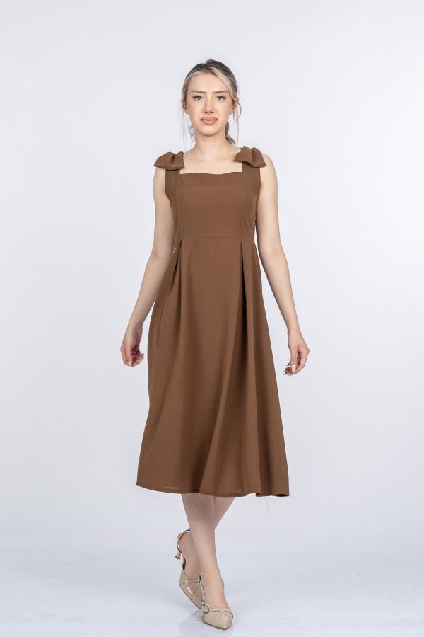 Noemi Soft Kumaş Omuz Fiyonklu Elbise 50407 Noemi Soft Kumaş Omuz Fiyonklu Elbise 50407