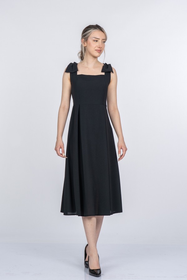 Noemi Soft Kumaş Omuz Fiyonklu Elbise 50407