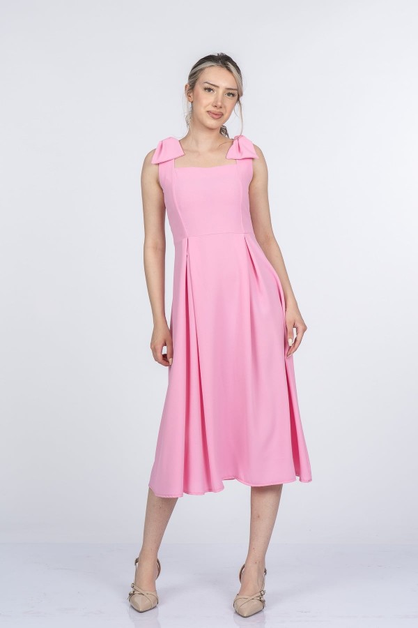 Noemi Soft Kumaş Omuz Fiyonklu Elbise 50407 Noemi Soft Kumaş Omuz Fiyonklu Elbise 50407