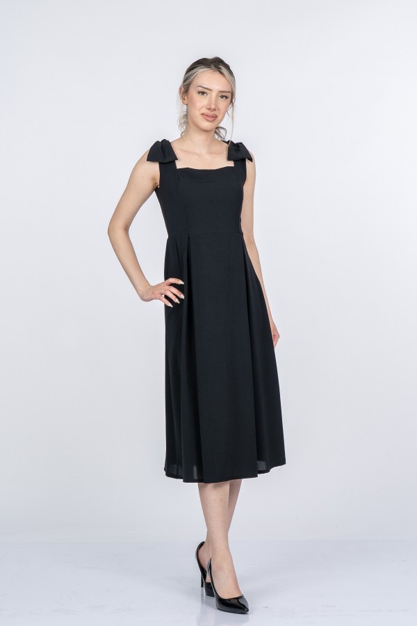 Noemi Soft Kumaş Omuz Fiyonklu Elbise 50407