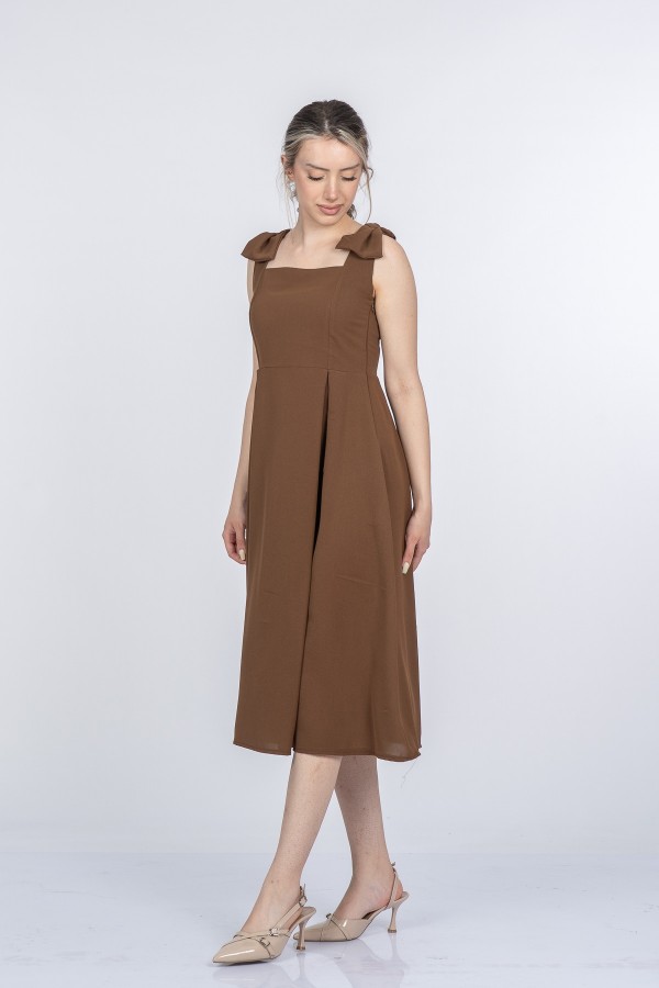 Noemi Soft Kumaş Omuz Fiyonklu Elbise 50407
