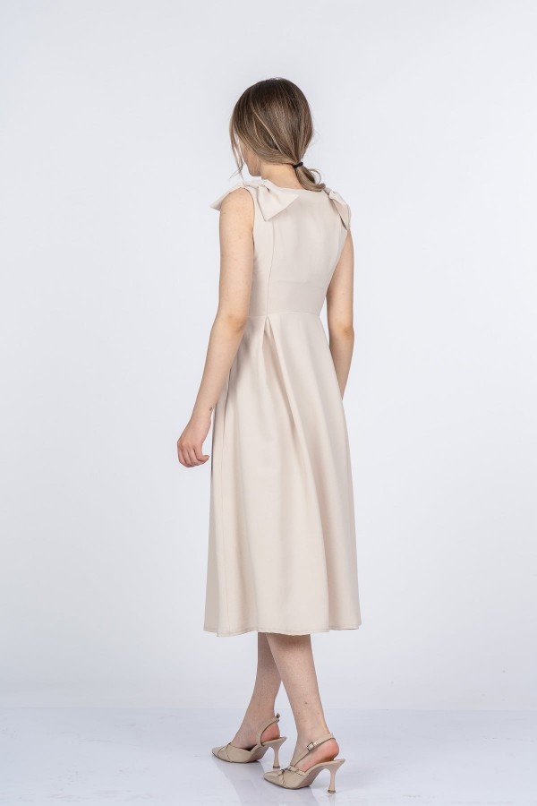 Noemi Soft Kumaş Omuz Fiyonklu Elbise 50407