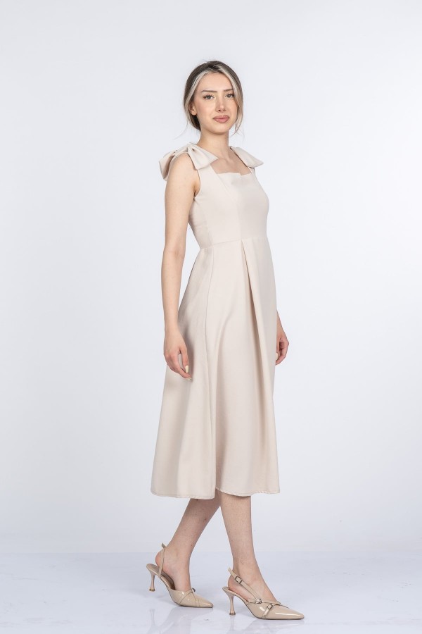Noemi Soft Kumaş Omuz Fiyonklu Elbise 50407