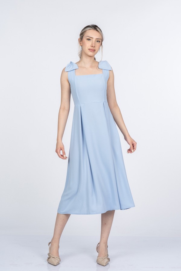 Noemi Soft Kumaş Omuz Fiyonklu Elbise 50407