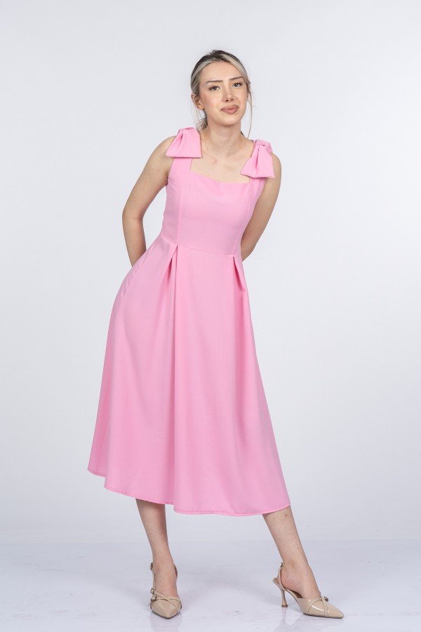 Noemi Soft Kumaş Omuz Fiyonklu Elbise 50407 Noemi Soft Kumaş Omuz Fiyonklu Elbise 50407