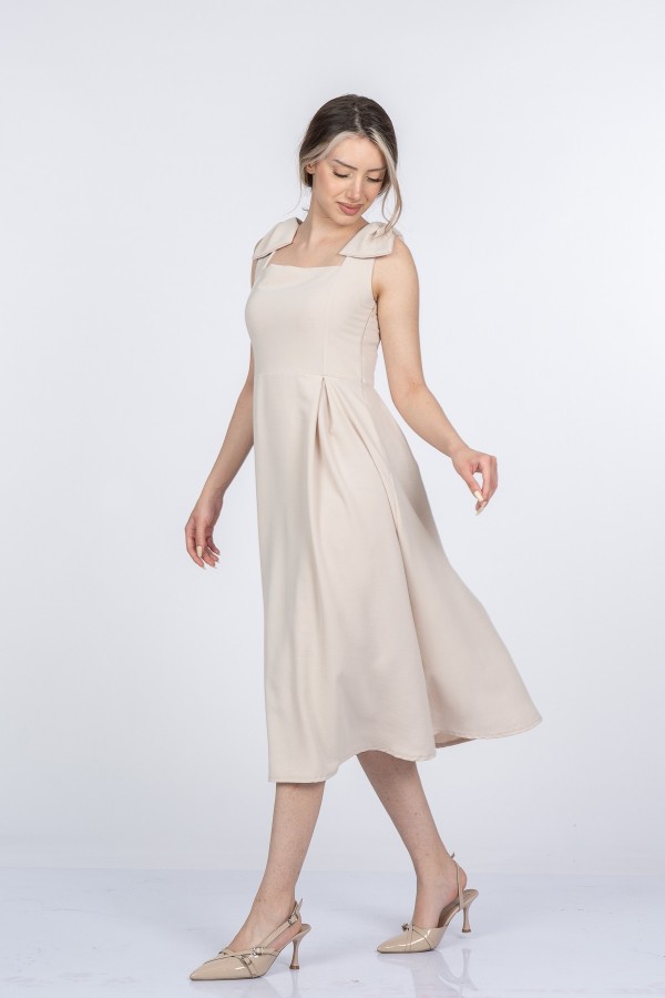 Noemi Soft Kumaş Omuz Fiyonklu Elbise 50407 Noemi Soft Kumaş Omuz Fiyonklu Elbise 50407