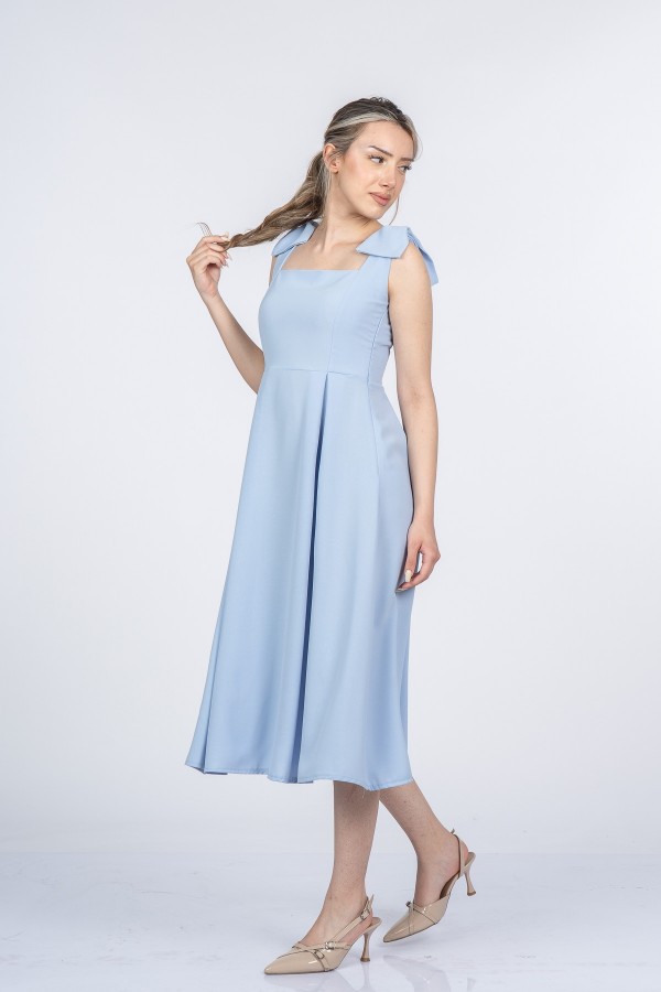 Noemi Soft Kumaş Omuz Fiyonklu Elbise 50407 Noemi Soft Kumaş Omuz Fiyonklu Elbise 50407