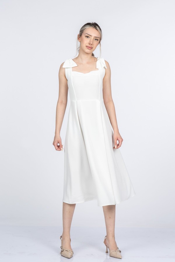 Noemi Soft Kumaş Omuz Fiyonklu Elbise 50407 Noemi Soft Kumaş Omuz Fiyonklu Elbise 50407