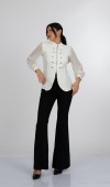 Olivia Blouse - Önden Fermuarlı Tül Kollu Düğme Detaylı Bluz - 221
