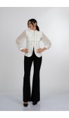 Olivia Blouse - Önden Fermuarlı Tül Kollu Düğme Detaylı Bluz - 221