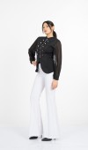 Olivia Blouse - Önden Fermuarlı Tül Kollu Düğme Detaylı Bluz - 221