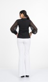 Olivia Blouse - Önden Fermuarlı Tül Kollu Düğme Detaylı Bluz - 221