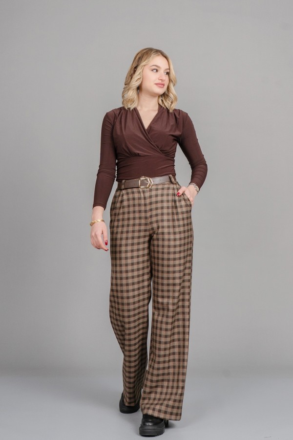 Önü Pileli Bol Paça Pantolon 30329