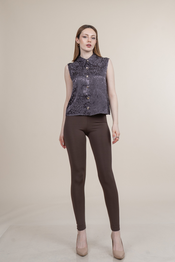 OVERSIZE KOLSUZ GÖMLEK YAKA SATEN BLUZ 70057 OVERSIZE KOLSUZ GÖMLEK YAKA SATEN BLUZ 70057