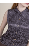OVERSIZE KOLSUZ GÖMLEK YAKA SATEN BLUZ 70057