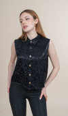 OVERSIZE KOLSUZ GÖMLEK YAKA SATEN BLUZ 70057 OVERSIZE KOLSUZ GÖMLEK YAKA SATEN BLUZ 70057