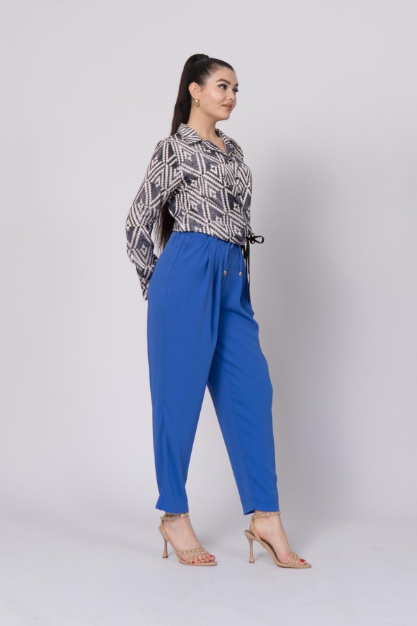 Ön Pile Ve Bağcıklı Beli Lastikli Pantolon 30244