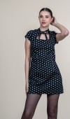 Puantiye Desenli Kare Yaka Mini Elbise 50384