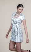 Puantiye Desenli Kare Yaka Mini Elbise 50384 Puantiye Desenli Kare Yaka Mini Elbise 50384