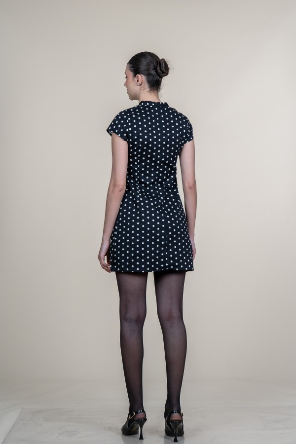 Puantiye Desenli Kare Yaka Mini Elbise 50384