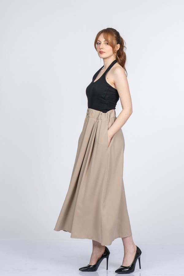 Pure Lady Beli Lastikli Uzun Etek
