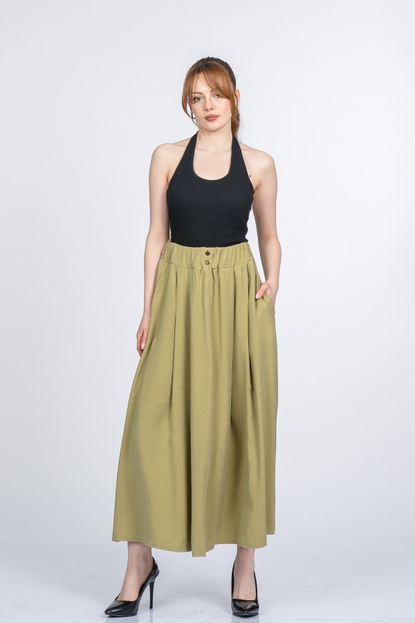 Pure Lady Beli Lastikli Uzun Etek