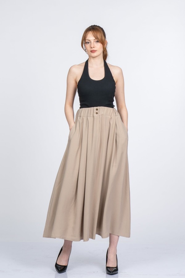 Pure Lady Beli Lastikli Uzun Etek