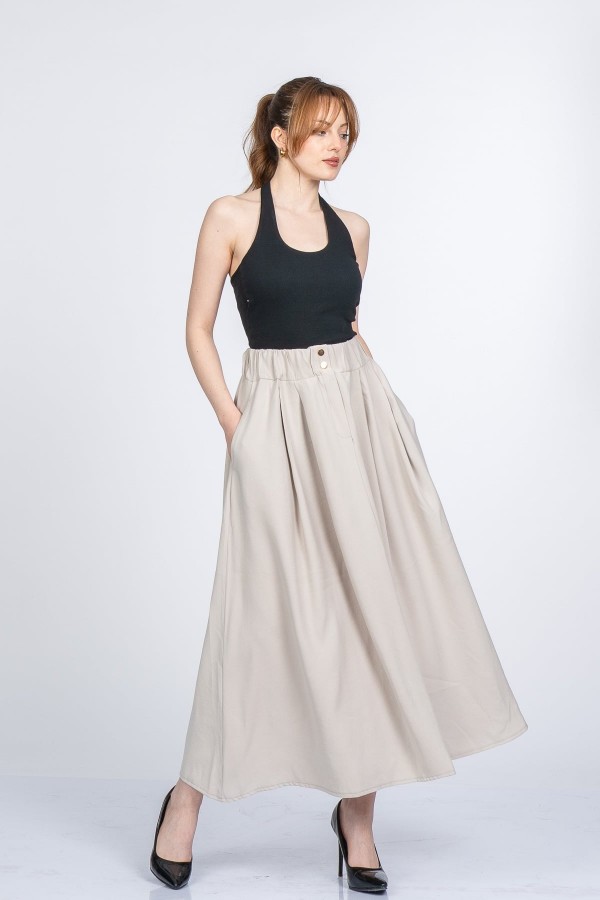 Pure Lady Beli Lastikli Uzun Etek