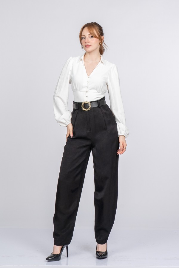 Rosaria Balon Form Dar Paça Kumaş Pantolon