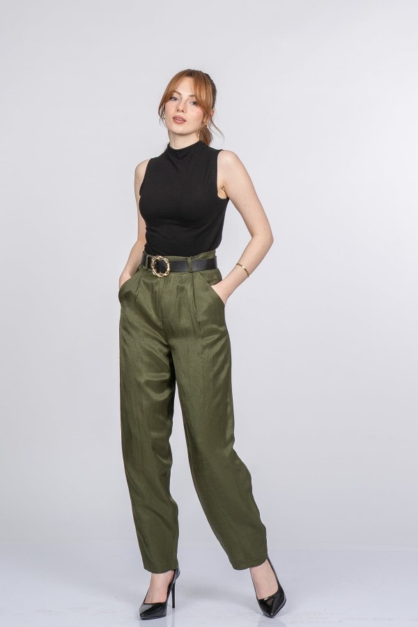 Rosaria Balon Form Dar Paça Kumaş Pantolon