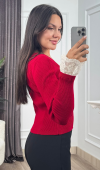 Rosella Dantel Detaylı Fitilli Triko Bluz 20309 STD Rosella Dantel Detaylı Fitilli Triko Bluz 20309 STD